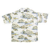 COTTON TRADERS SPORT Mens White & Green Hawaiian Shirt XL Tropical Print Casual