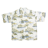 COTTON TRADERS SPORT Mens White & Green Hawaiian Shirt XL Tropical Print Casual