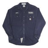 CARHARTT Mens Blue Work Shirt L FR Cotton Blend Classic Button Pocket