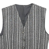 Womens Grey Striped Classic Button Cotton Blend Waistcoat XS Woven Stylish