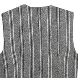 Womens Grey Striped Classic Button Cotton Blend Waistcoat XS Woven Stylish
