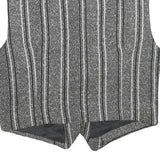 Womens Grey Striped Classic Button Cotton Blend Waistcoat XS Woven Stylish
