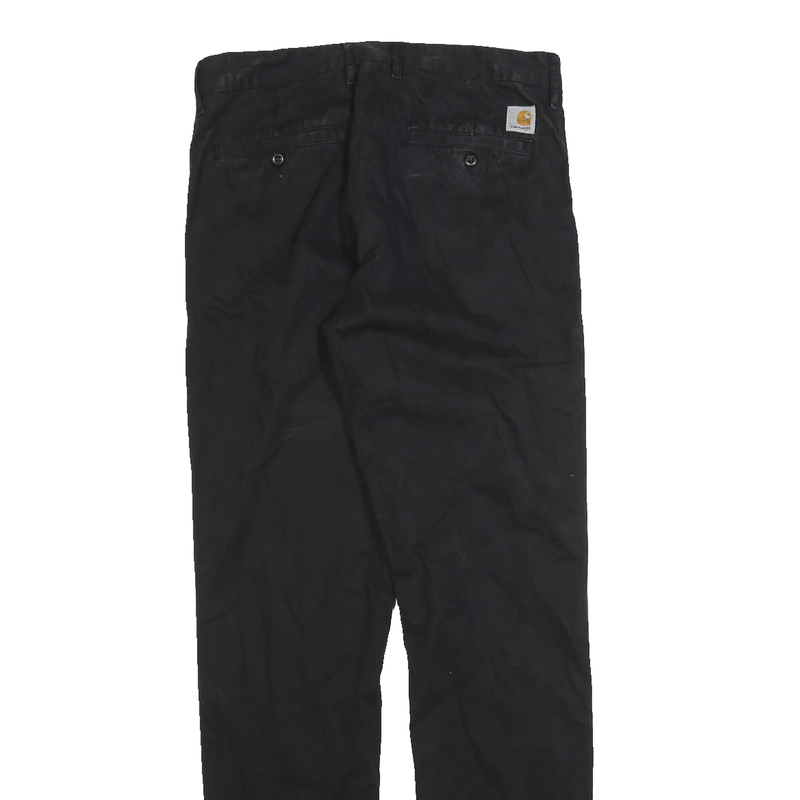 CARHARTT Mens Regular Black Polyester Blend Zip Trousers W30 L34 Straight