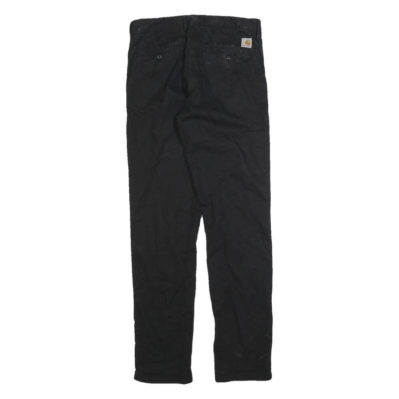 CARHARTT Mens Regular Black Polyester Blend Zip Trousers W30 L34 Straight