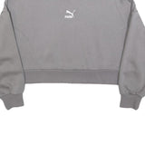 PUMA Womens Grey Cotton Blend Crew Neck Sweatshirt S Cropped Casual Pullover