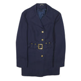 Navy Womens Button Jacket S Classic Plain Waist Belted Coat