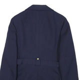 Navy Womens Button Jacket S Classic Plain Waist Belted Coat
