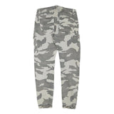Womens Relaxed Grey & White Camo Button Trousers W30 L28 Casual Cargo Style