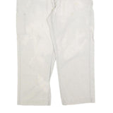 CARHARTT Mens Loose Cotton Blend White Trousers W36 L27 Workwear Zip Closure