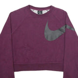 NIKE Womens Maroon Crew Neck XS Cropped Sweatshirt Logo Swoosh Activewear