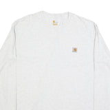 CARHARTT Mens Grey & Yellow Long Sleeve Crew Neck T-Shirt XL Pocket Logo