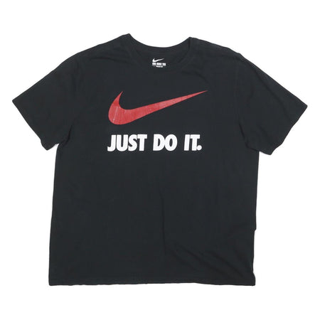 NIKE Womens Black Red Just Do It Graphic T-Shirt XL Short Sleeve Crew Neck