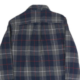 JACHS Mens Blue & Grey Check Shirt M Cotton Casual Button Long Sleeve
