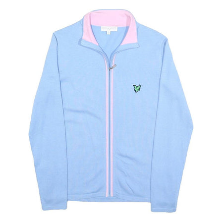LYLE & SCOTT Womens Blue & Pink Plain Jumper Full Zip Crew Neck Basic Knit S
