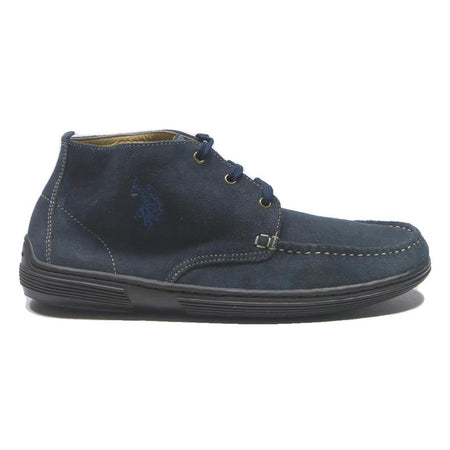 U.S. POLO ASSN Mens Suede Navy Blue Lace-Up Boots UK 6 Casual Dress Shoes