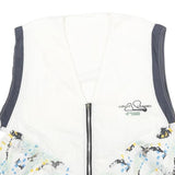 Womens White & Navy Printed Zip Jacket M Polyamide Casual Patterned Lightweight