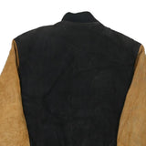 PHASE EIGHT Mens Black & Brown Leather Bomber Jacket L Suede Zip Closure