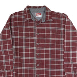 WRANGLER Mens Maroon Check Shirt L Cotton Blend Long Sleeve Casual