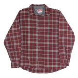 WRANGLER Mens Maroon Check Shirt L Cotton Blend Long Sleeve Casual