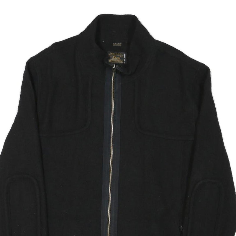 S. OLIVER Mens Black Wool Blend Jacket 2XL Zip Classic Plain Warm Stylish