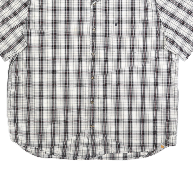 CARHARTT Mens White & Black Plaid Shirt 3XL Cotton Short Sleeve Button Up Casual