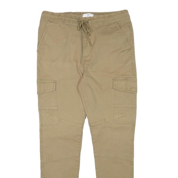 RR Mens Cotton Blend Beige Slim Cargo Trousers W28 L27 Drawstring Waist Casual