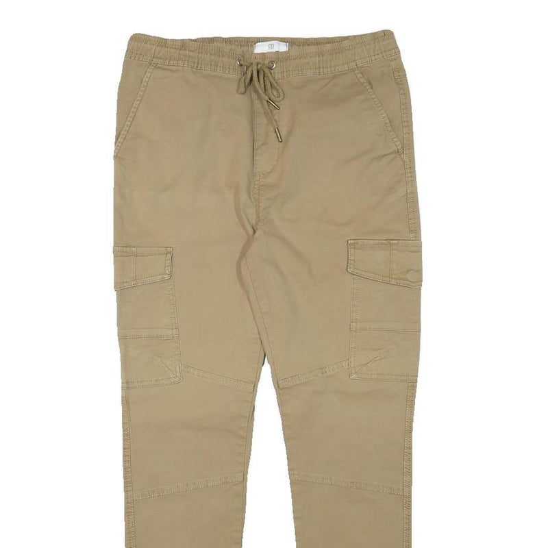 RR Mens Cotton Blend Beige Slim Cargo Trousers W28 L27 Drawstring Waist Casual