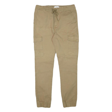 RR Mens Cotton Blend Beige Slim Cargo Trousers W28 L27 Drawstring Waist Casual