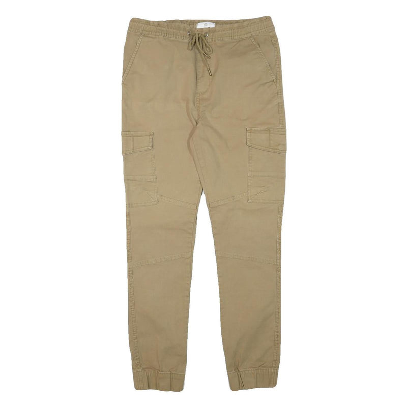 RR Mens Cotton Blend Beige Slim Cargo Trousers W28 L27 Drawstring Waist Casual
