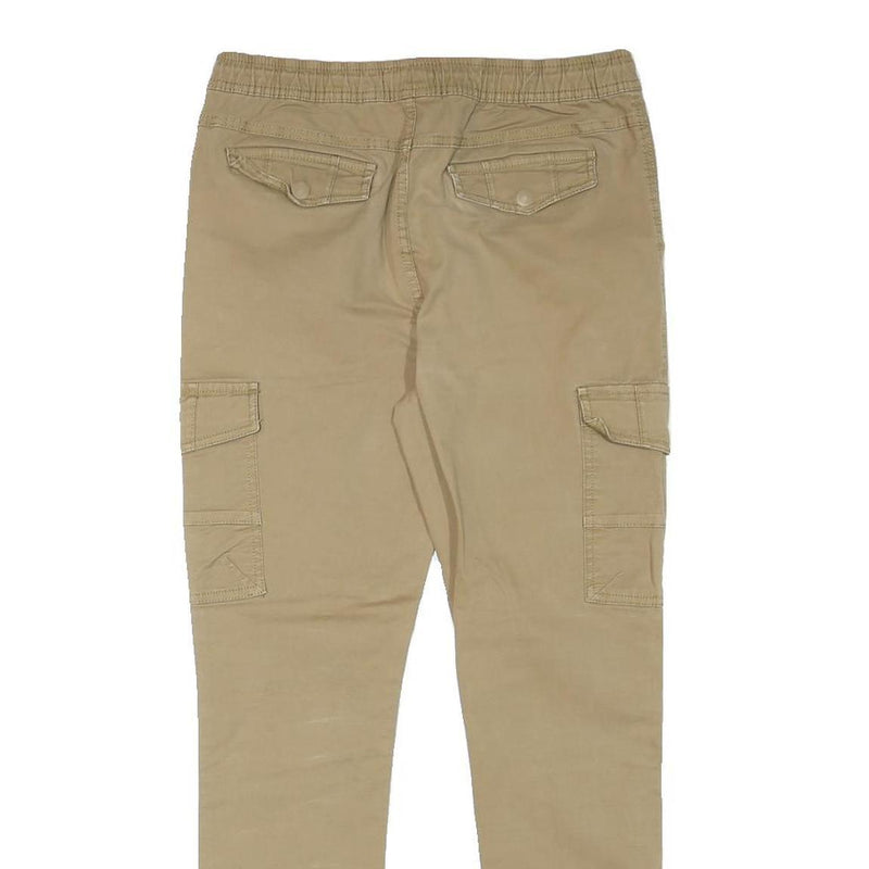 RR Mens Cotton Blend Beige Slim Cargo Trousers W28 L27 Drawstring Waist Casual