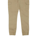 RR Mens Cotton Blend Beige Slim Cargo Trousers W28 L27 Drawstring Waist Casual