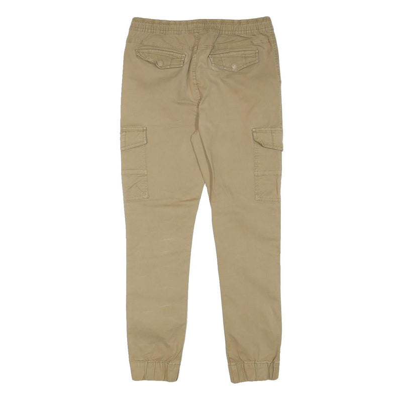 RR Mens Cotton Blend Beige Slim Cargo Trousers W28 L27 Drawstring Waist Casual
