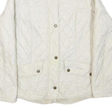 BARBOUR Womens White Outdoor Jacket UK 14 Polyester Blend Woven Plain Button