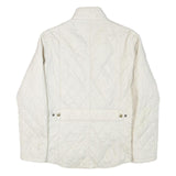 BARBOUR Womens White Outdoor Jacket UK 14 Polyester Blend Woven Plain Button