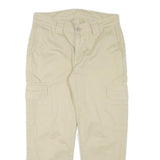 Mens Relaxed Beige Cotton Blend Cargo Trousers W31 L25 Casual Lightweight Zip