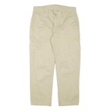 Mens Relaxed Beige Cotton Blend Cargo Trousers W31 L25 Casual Lightweight Zip