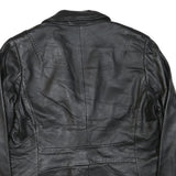COVINGTON Mens Black Leather Blazer Jacket L Button Closure Plain Classic