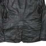 COVINGTON Mens Black Leather Blazer Jacket L Button Closure Plain Classic