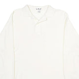 LA MODE Mens White Long Sleeve Plain XL Cotton Polo Shirt Casual Basic
