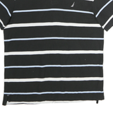 NAUTICA Mens Black & White Striped Short Sleeve Polo Shirt L Cotton Casual