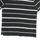 NAUTICA Mens Black & White Striped Short Sleeve Polo Shirt L Cotton Casual