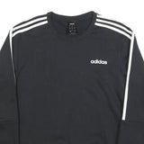 ADIDAS Mens Black Crew Neck Sweatshirt S Cotton Blend Sportswear Top
