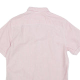 TOMMY HILFIGER Mens Red & White Striped Short Sleeve Shirt L Classic Button-Down