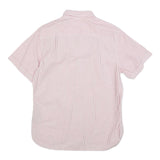 TOMMY HILFIGER Mens Red & White Striped Short Sleeve Shirt L Classic Button-Down