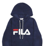 FILA Mens Navy Blue Hoodie S Logo Pullover Sweatshirt Casual