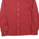 Womens Red Plain Shirt S Polyester Blend Classic Button Closure Long Sleeve