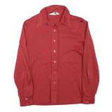 Womens Red Plain Shirt S Polyester Blend Classic Button Closure Long Sleeve