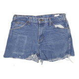LEVI'S Womens Denim Blue Casual Shorts M W32 Distressed Hem Raw Edge