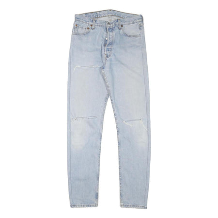 LEVI'S 501 Womens Jeans Blue Regular Straight Denim Light W29 L30 Distressed