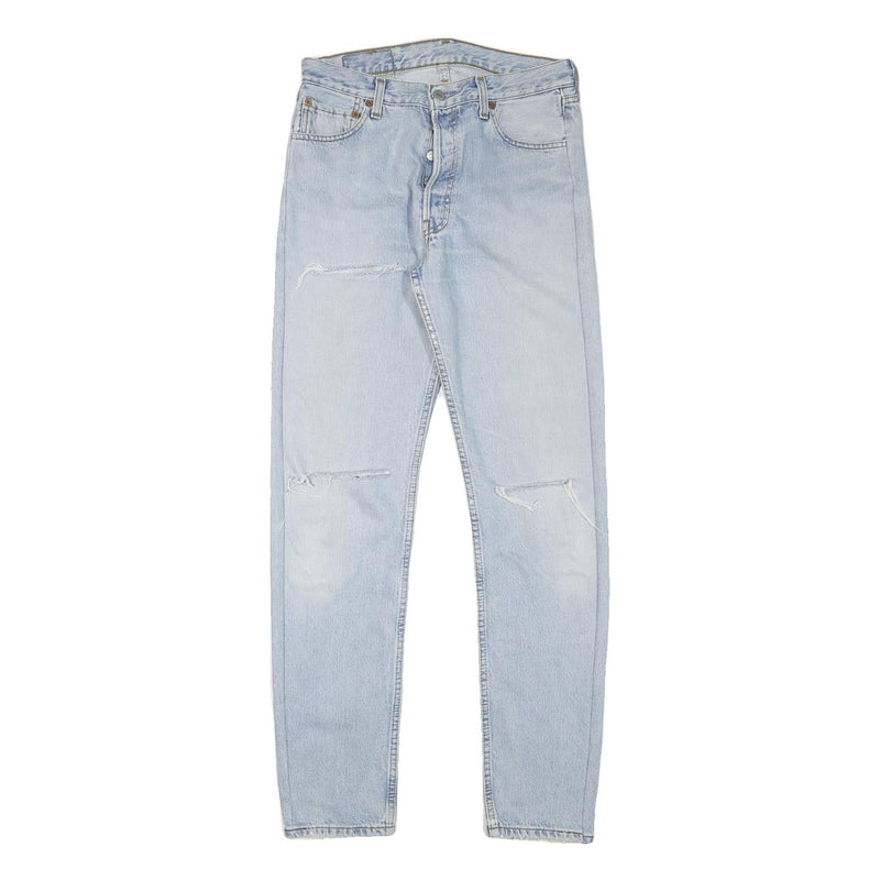 LEVI'S 501 Womens Jeans Blue Regular Straight Denim Light W29 L30 Distressed